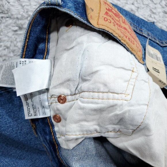 Levi's 501 '93 Straight Fit Paint Splatter Jeans Blue Y2k Size 34 x 30 - Picture 11 of 13